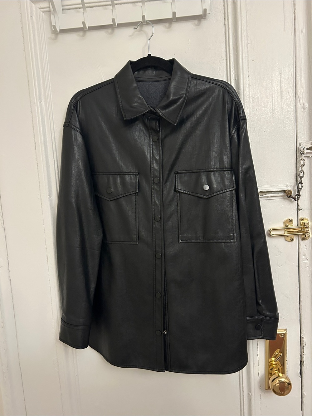 pixie market faux leather shirt jacket